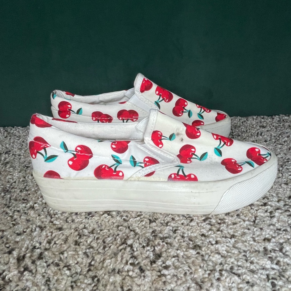 restricted brand canvas cherry sneakers